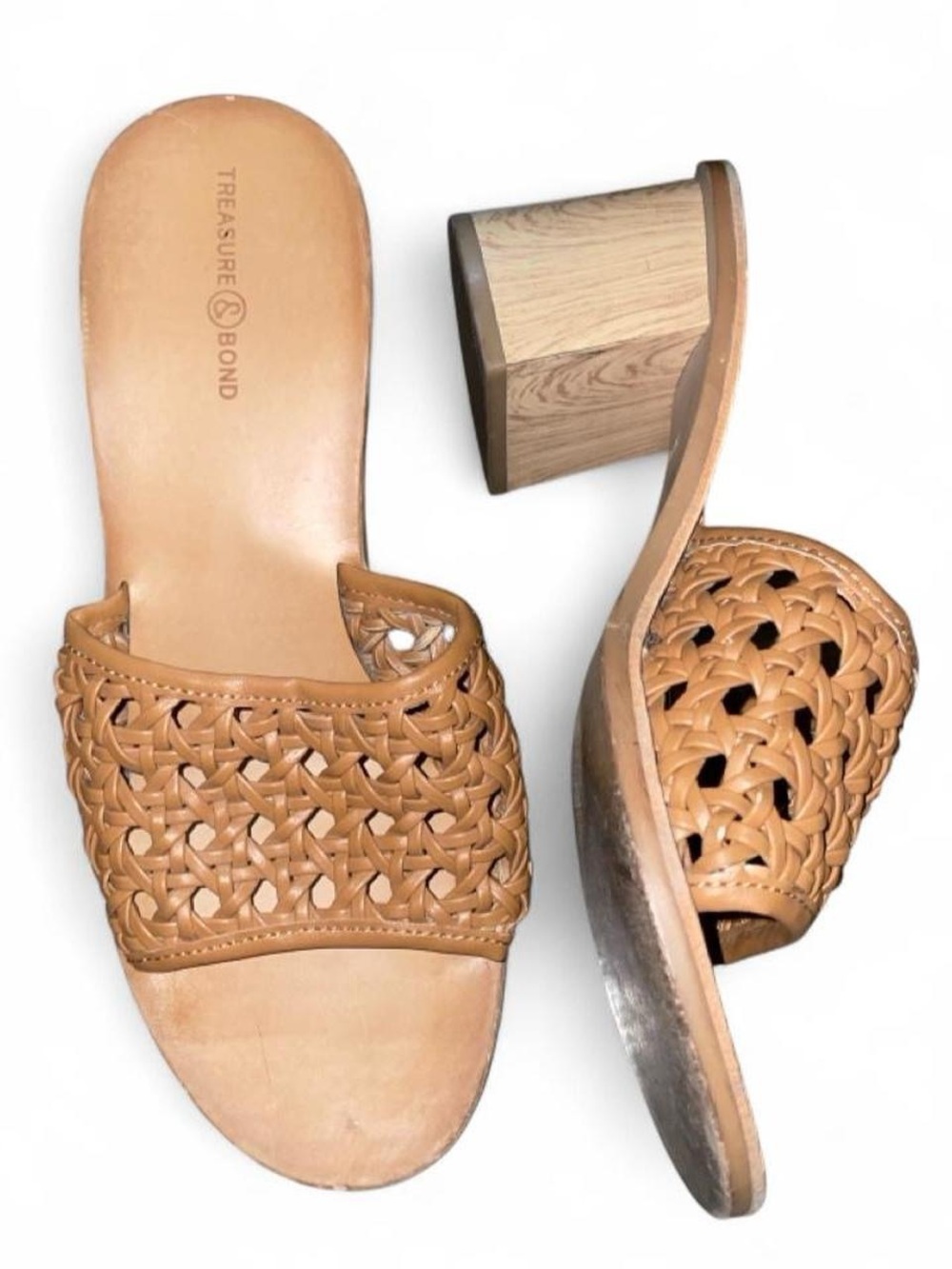 Treasure & Bond Tan Woven Block Heel Mules